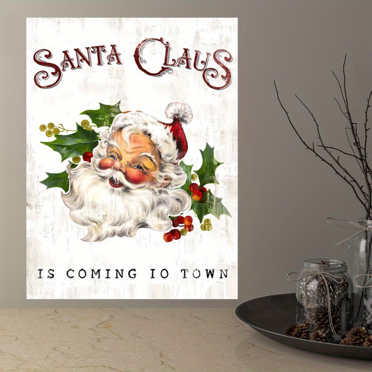 Frameless Canvas Poster Print Santa Claus Is Coming To Town - Temu