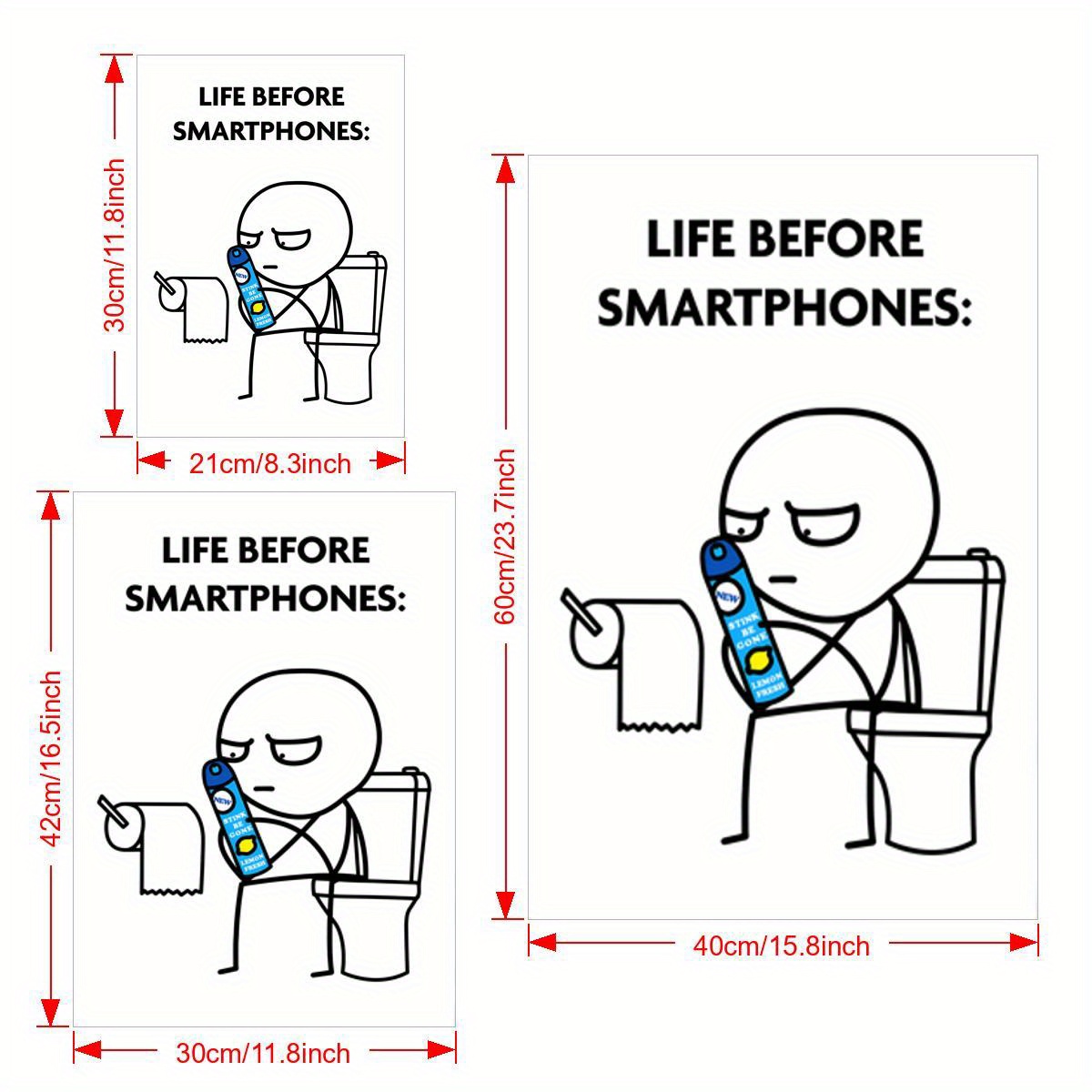 Meme Funny Bathroom Print | Life Before Smartphones Funny Toilet Print Wall  Art | Meme Poster Have a Nice Poop