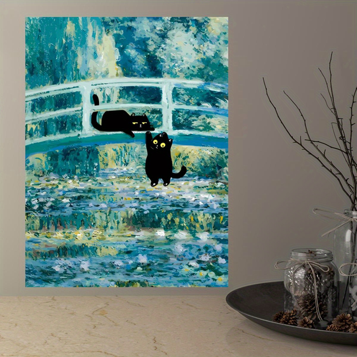 1 Pezzo Poster Tela Poster Vintage Gatto Monet Divertente - Temu Italy