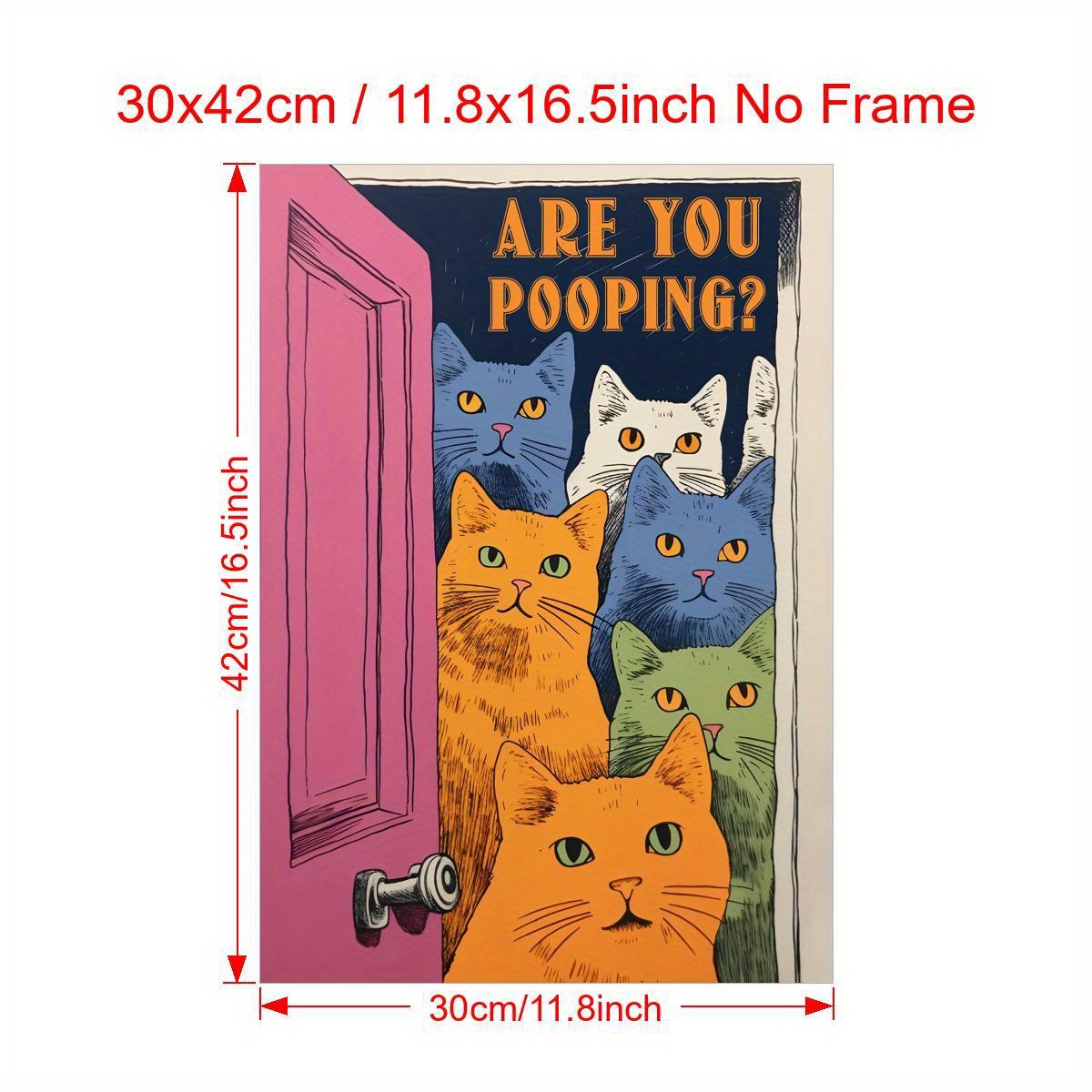 1枚のキャンバスポスター トイレで用を足しているかのようなポスター 部屋の壁に飾る猫の好奇心 リビングルーム用の壁アート - Temu Japan