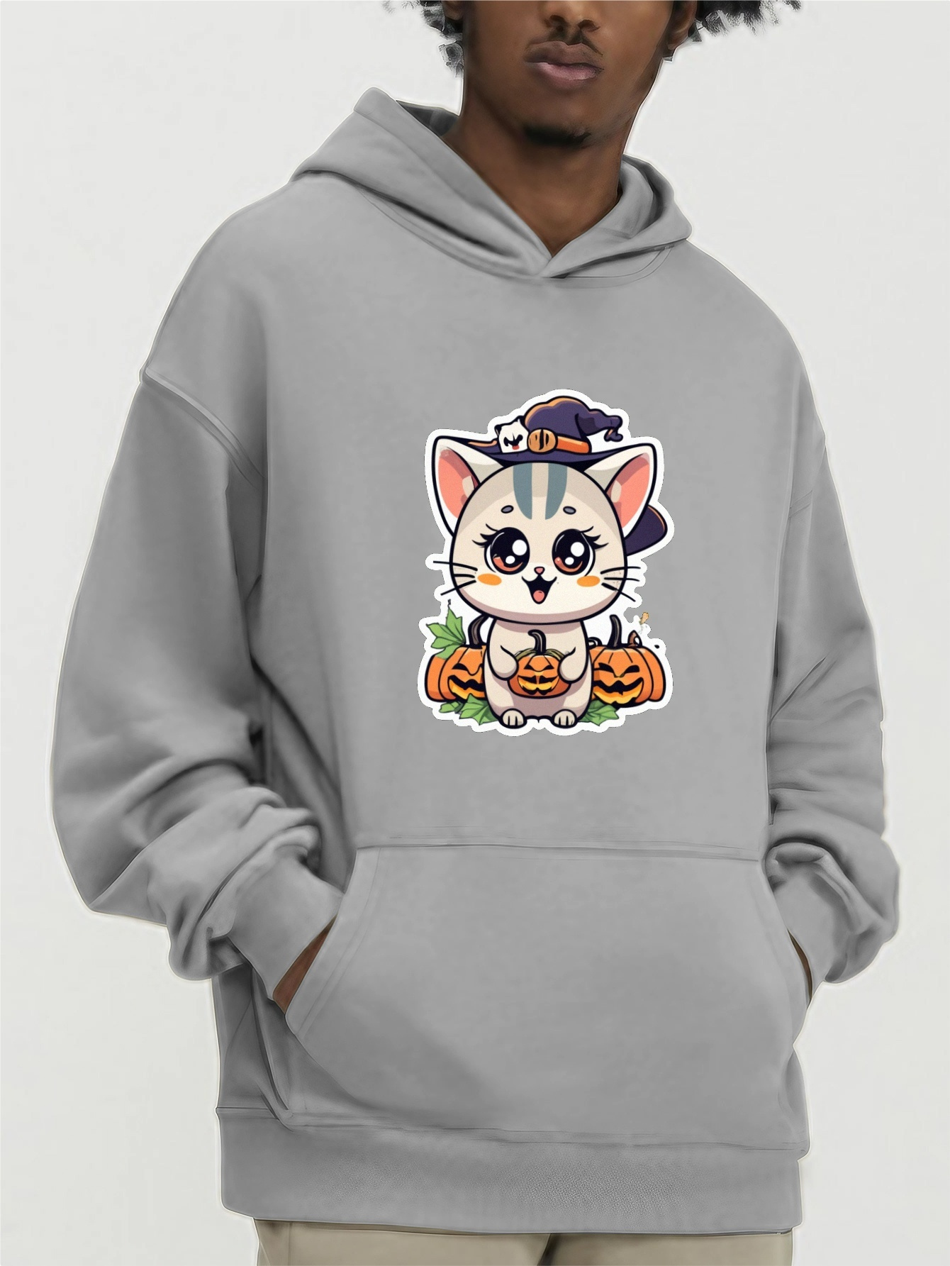 Sweat Capuche Imprim Chat D Halloween Sweats Capuche Temu