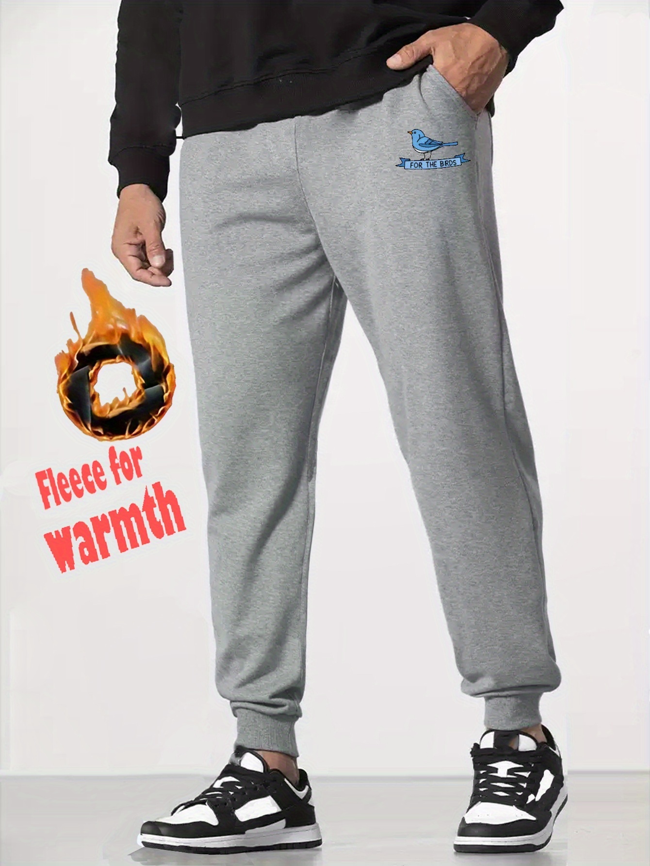 Men's Plus Size Cotton Color Block Warm Fleece Lined Sweatpants, Men's  Thick Pants For Winter, For Big And Tall Guys - Men's Big & Tall - Temu