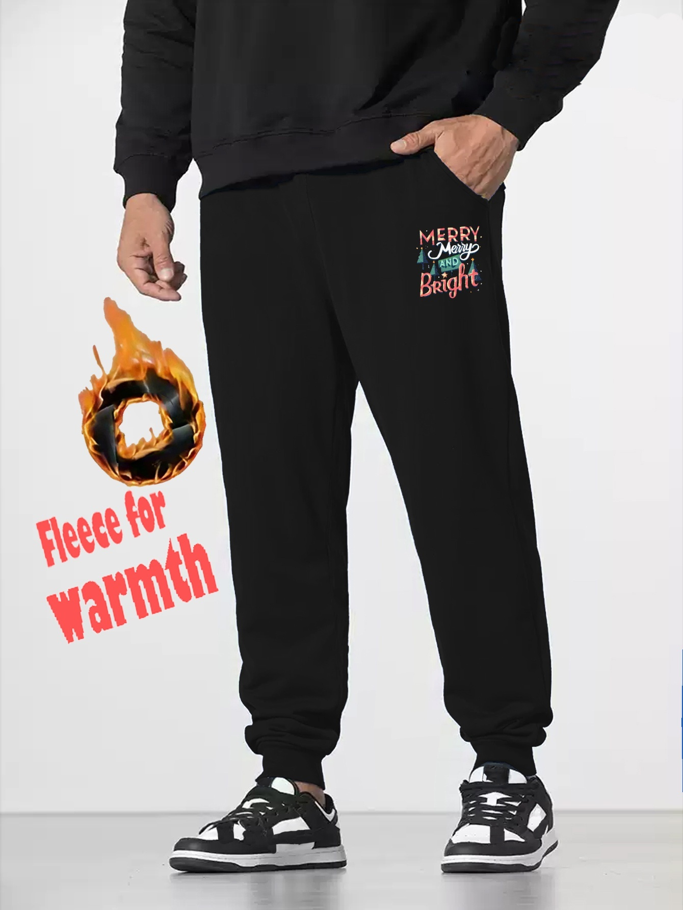 Plus Size Warm Fleece Christmas Joggers Men's Casual Stretch - Temu Canada