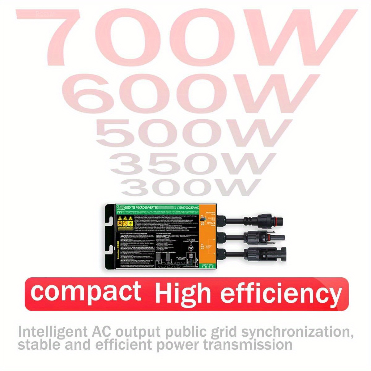 USEBEM Micro-Onduleur Solaire 600/800W,Micro-Onduleur CC à AC  110/220V,Onduleur éTanche Ip65,Onduleur Solaire MPPT,Alliage D'Aluminium  WiFi