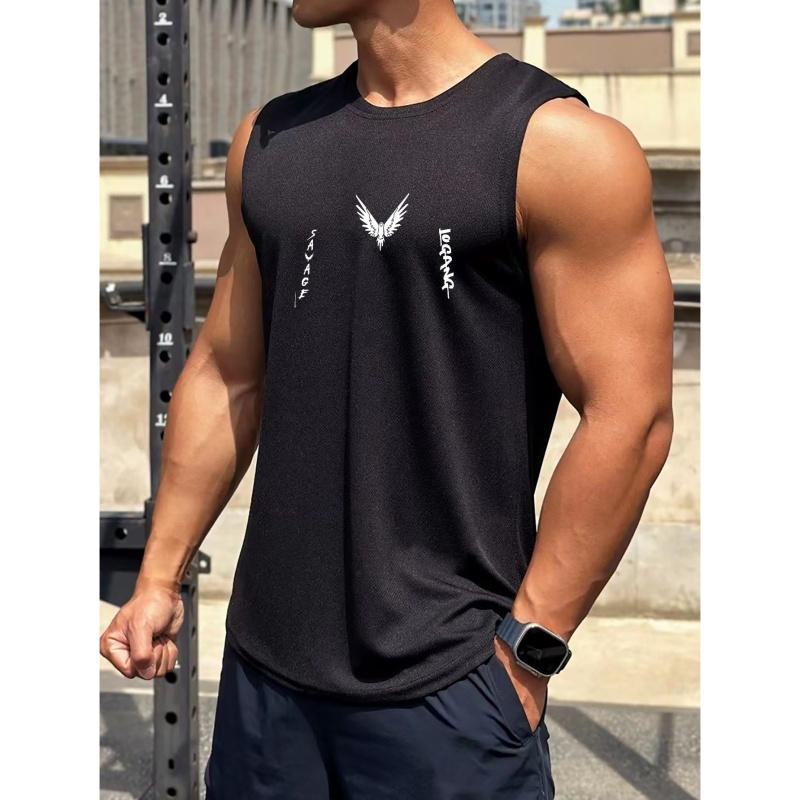 

Strange Bird Print Men's Shirts, Casual Breathable Comfy Sleeveless Tank Tops, Quick Drying Sports Vest, Men's Summer Clothes Outfits, Men's Undershirts Tops