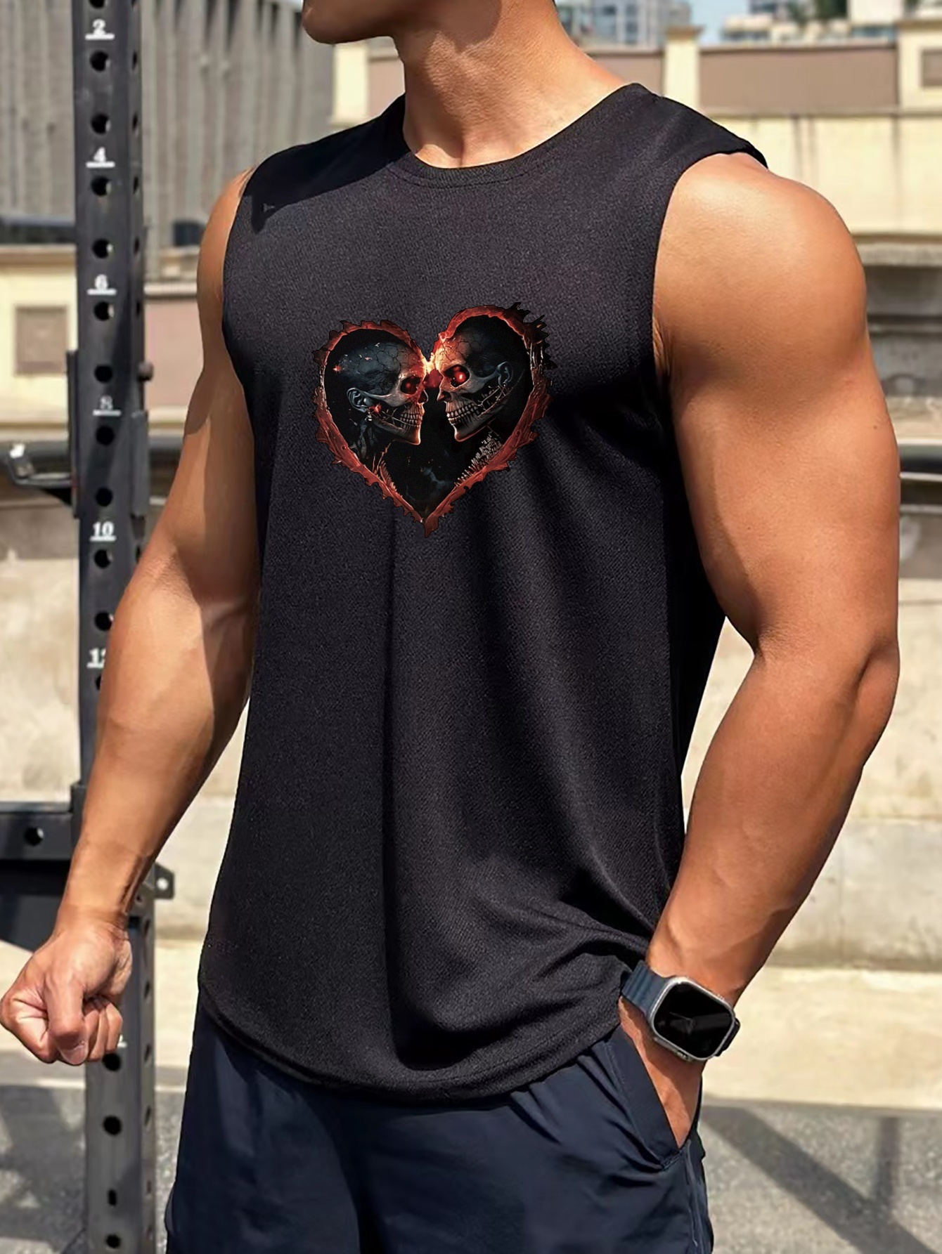 Skull Heart Pattern Print Men's Shirts Casual Breathable - Temu