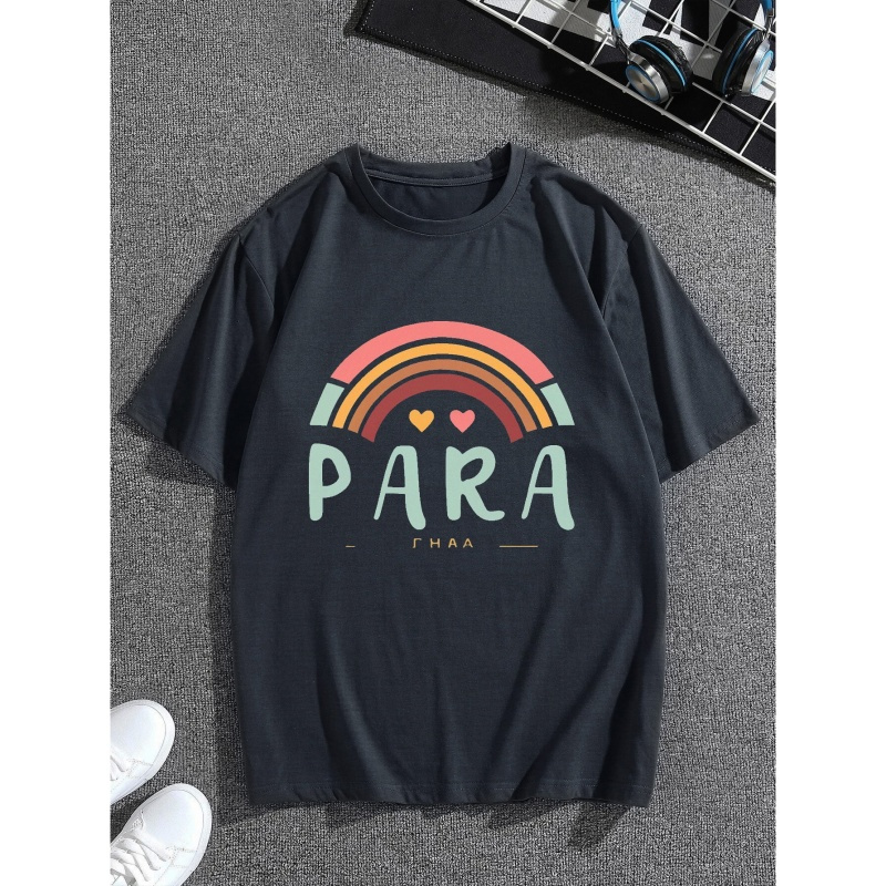 

'para' Print T Shirt, Tees For Men, Casual Short Sleeve T-shirt For Summer