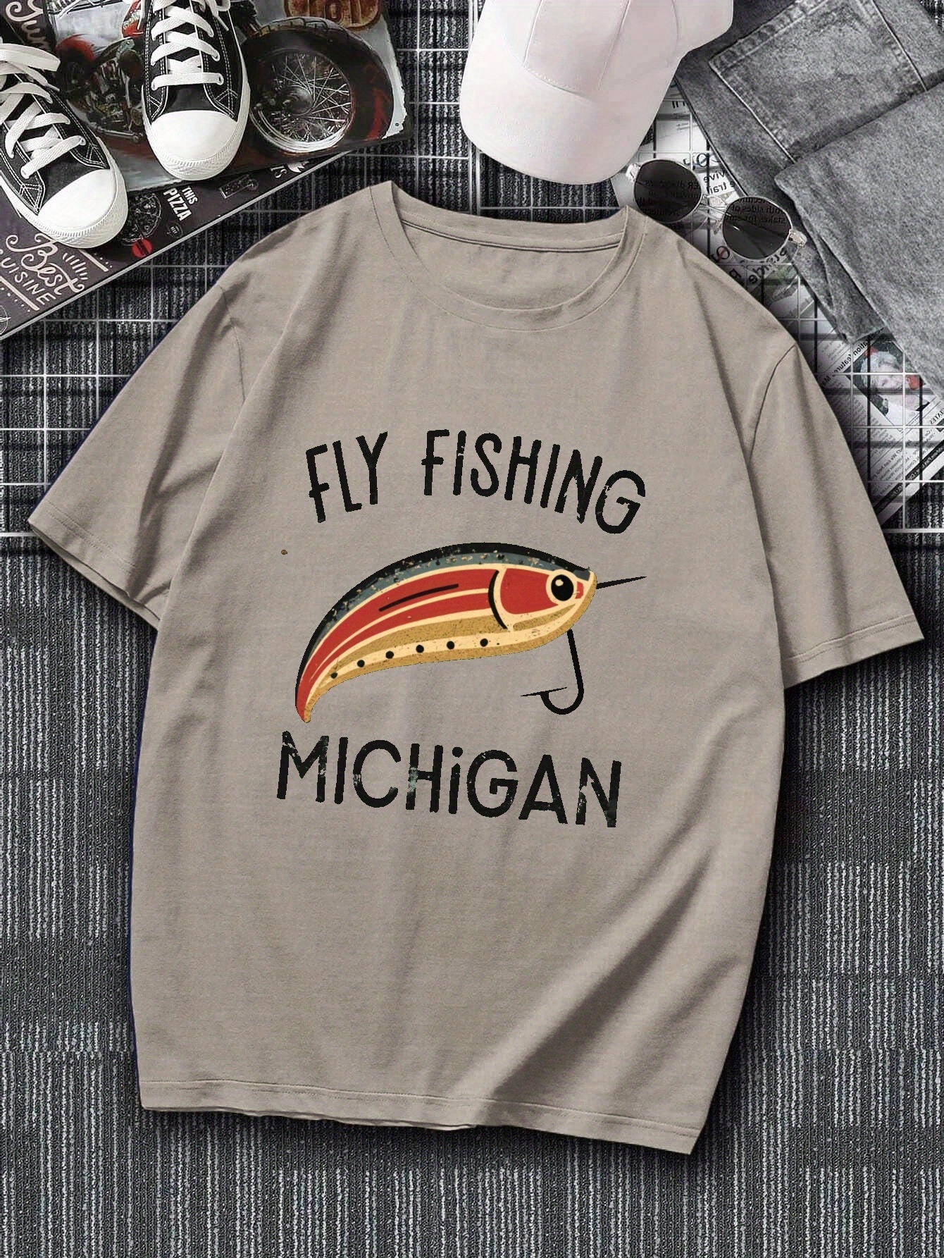 Fly Fishing Print T Shirt Tees Men Casual Short - Temu Canada