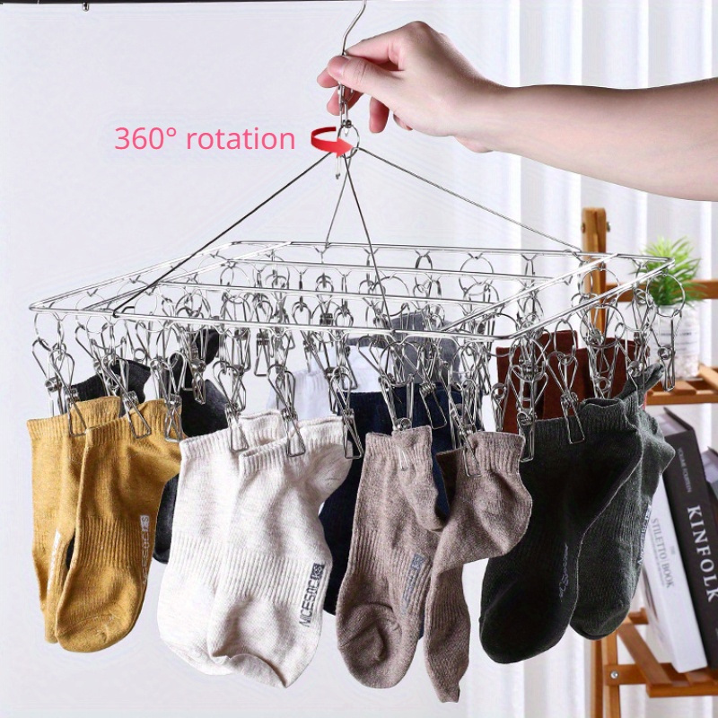Folding Drying Rack For Clothes Underwear Towel Gloves Bra Dryer 16pcs  Clothespin Space Saver Clothing Hanger Laundry Products - AliExpress