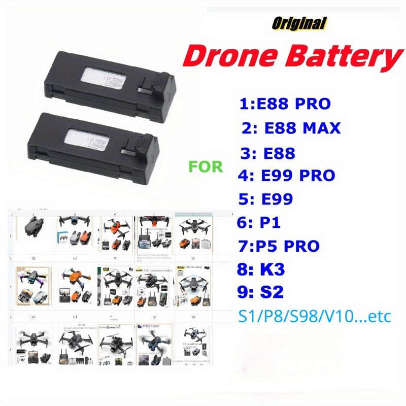 Batterie 3.7V 1800mAh Li-ion Pour Drone RC – Compatible E88, E99, P1, P5PRO, K3, S1, P8 – Boîtier ABS – Rechargeable - 12