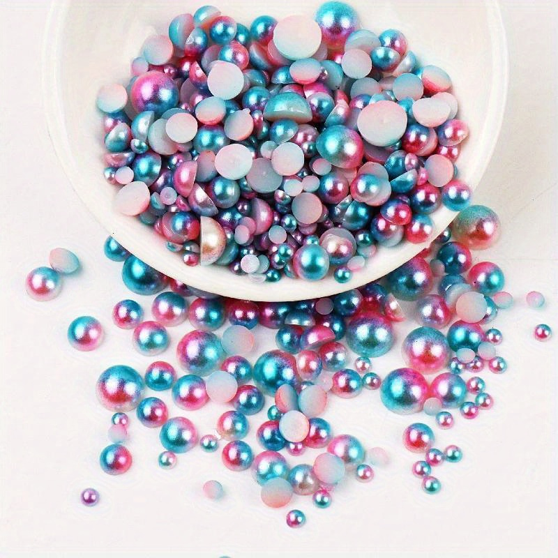 1100pcs Abs Gradient Imitation Pearls Half Round Pearls Assorted Mixed  Sizes 3/4/5/6/8mm Flatback Pearl Beads DIY Material (Style 1)