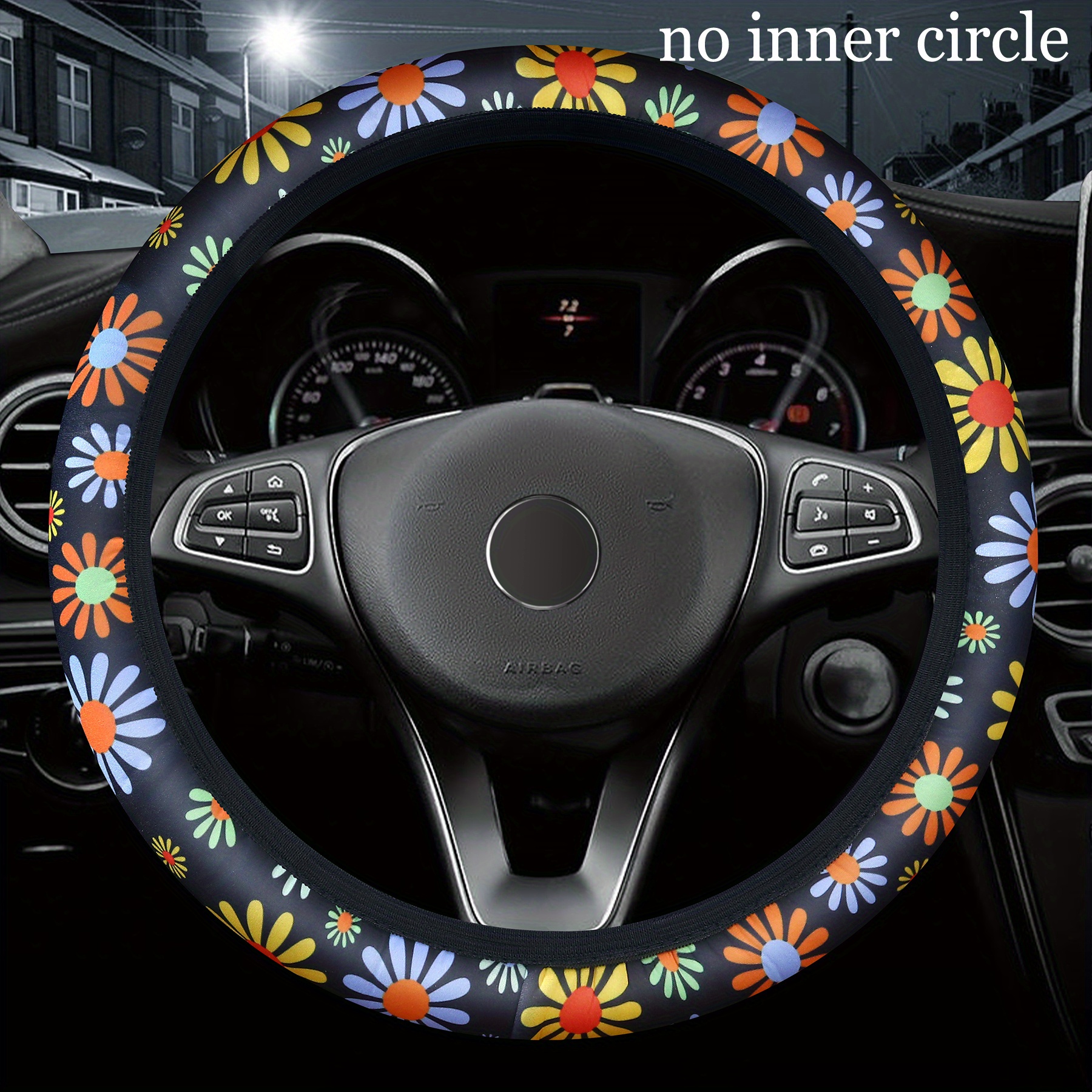 Daisy Print Car Steering Wheel Cover