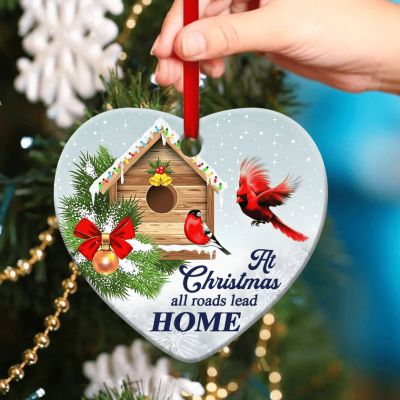 1pc, Unique Christmas Gifts & Christmas Decorations For Indoor Home Decor,  Heart Shaped Acrylic Printed With Merry Christmas Patterns For Christmas Ta