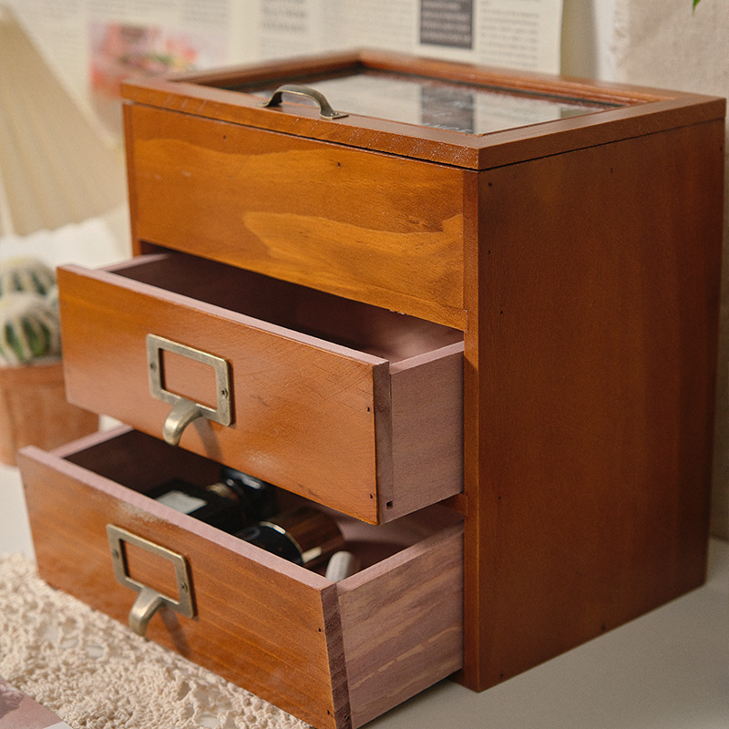 Wood 5 layer Drawer Storage Cabinet Retro Desk Storage Box - Temu