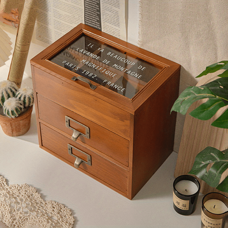 Wood 5 layer Drawer Storage Cabinet Retro Desk Storage Box - Temu