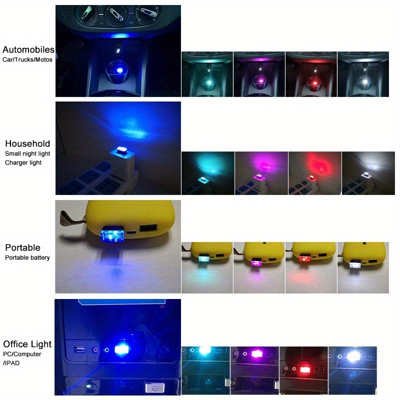Mini Lampe LED USB Pour Voiture Néon Atmosphère Automobile - Temu