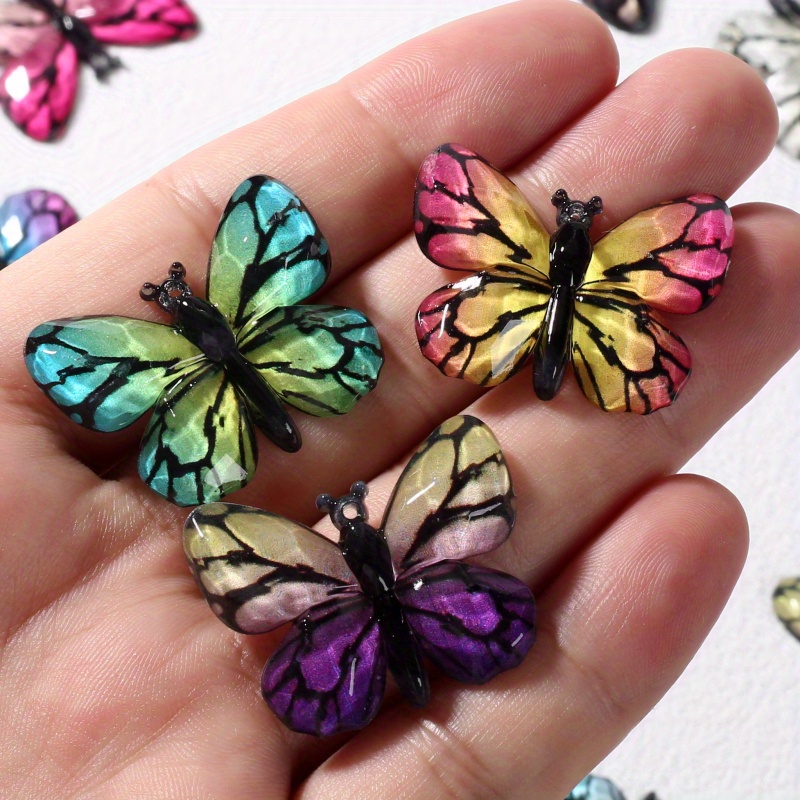 Colorful Acrylic Butterfly Charm For Diy Making Jewelry - Temu