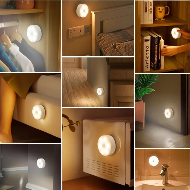 1pc led motion sensor night lights wireless induction cabinet light bedroom bedside wall lamp auto on off for stairs aisle details 7