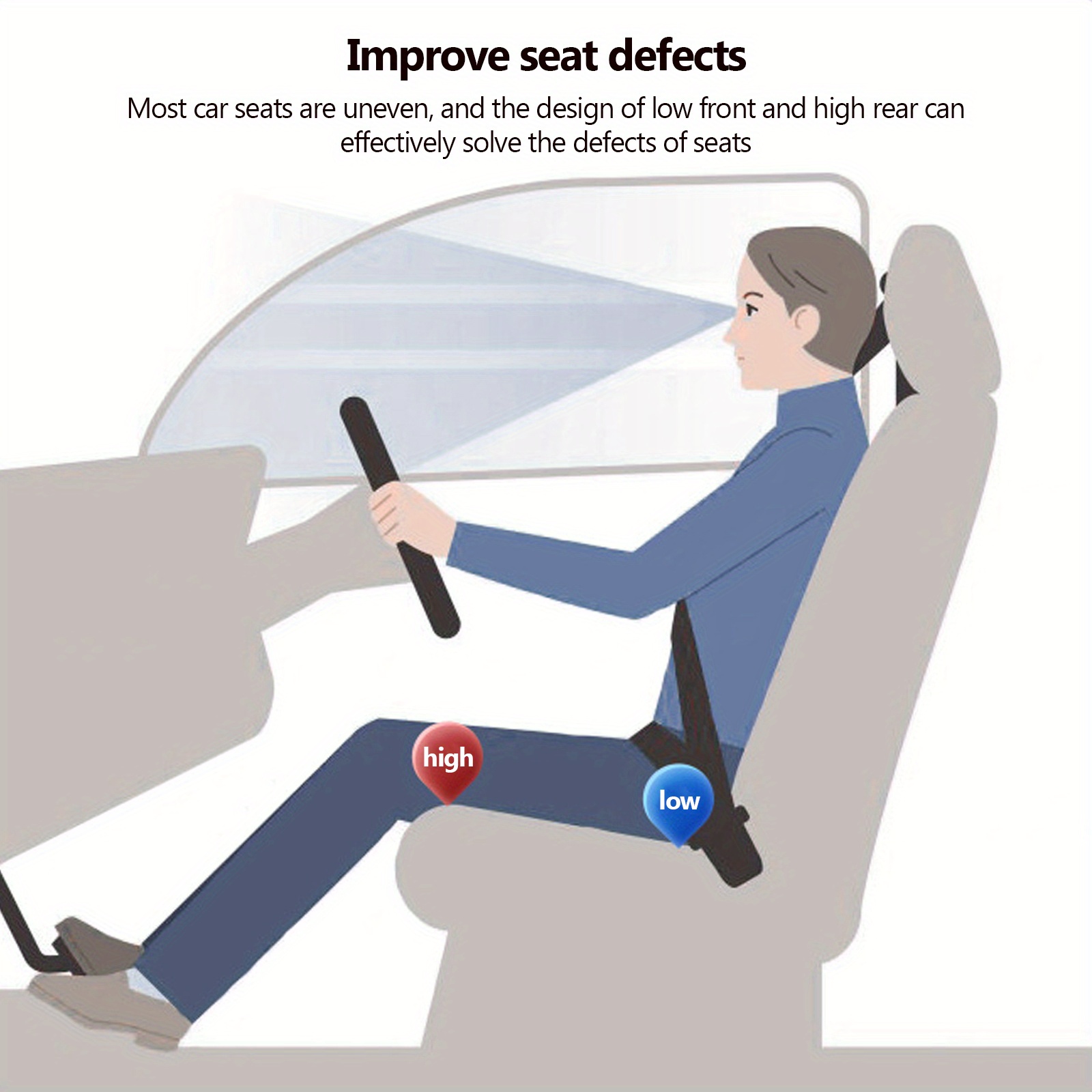 Car Cushion Adult Booster Seat For Car Butt Pad Improve Driving