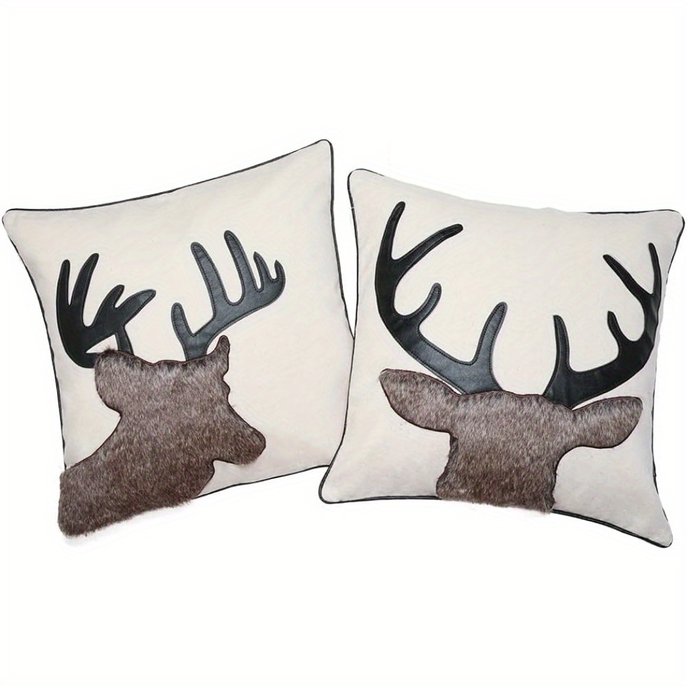 Soft Deer Hunting Decorative Throw Pillowcase For Antlers Pillow Case  Cushion Cover Western Farmhouse Cushion Short Plush Decor - Temu