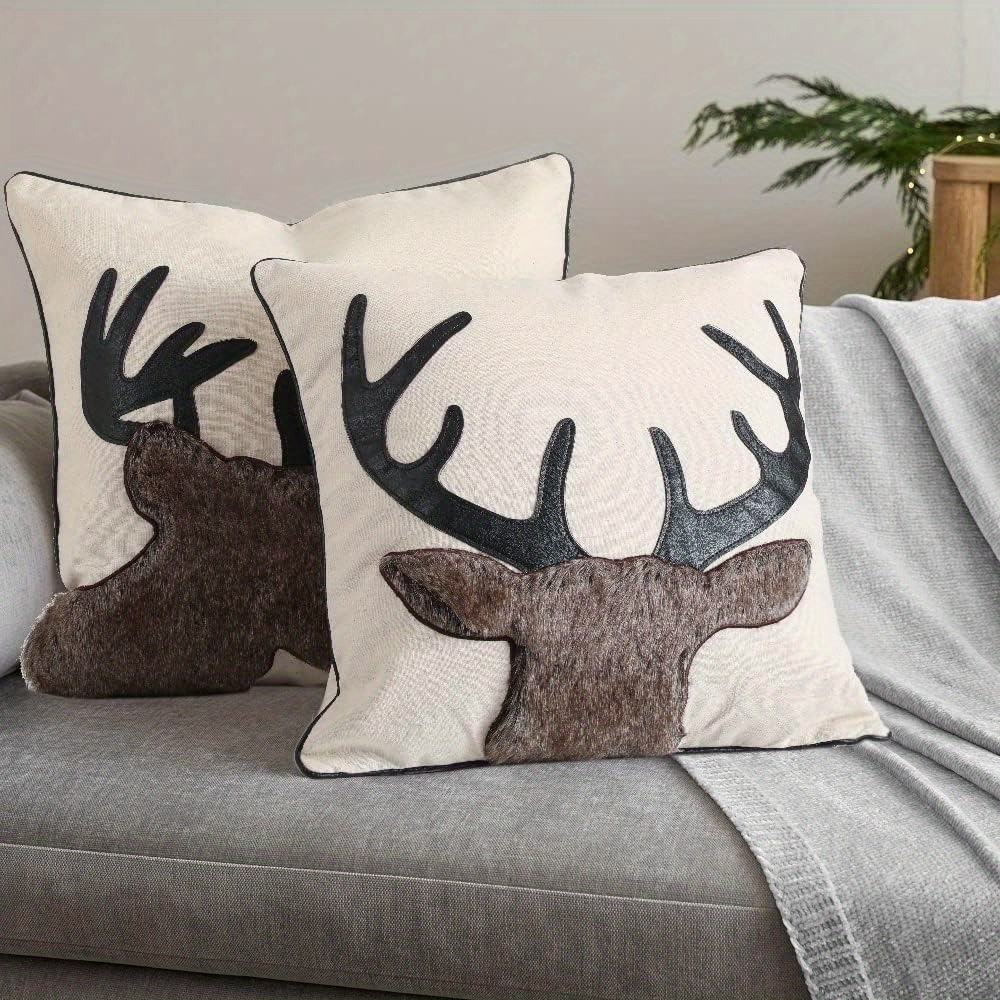 Soft Deer Hunting Decorative Throw Pillowcase For Antlers Pillow Case  Cushion Cover Western Farmhouse Cushion Short Plush Decor - Temu