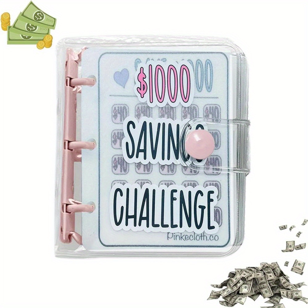  Sobre para ahorrar dinero, organizador de carpeta de dinero,  carpeta de dinero  Mini carpeta portátil de presupuesto con cierre de  botón, mini carpeta de PVC impermeable desafío de ahorro 
