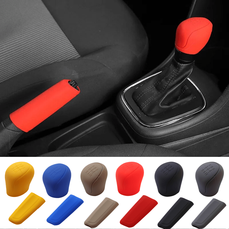 2pcs Universal Creative Car Silicone Shift Knob Cover Shift Anti-slip Grip  Protective Cover Manual Car Interior Accessories