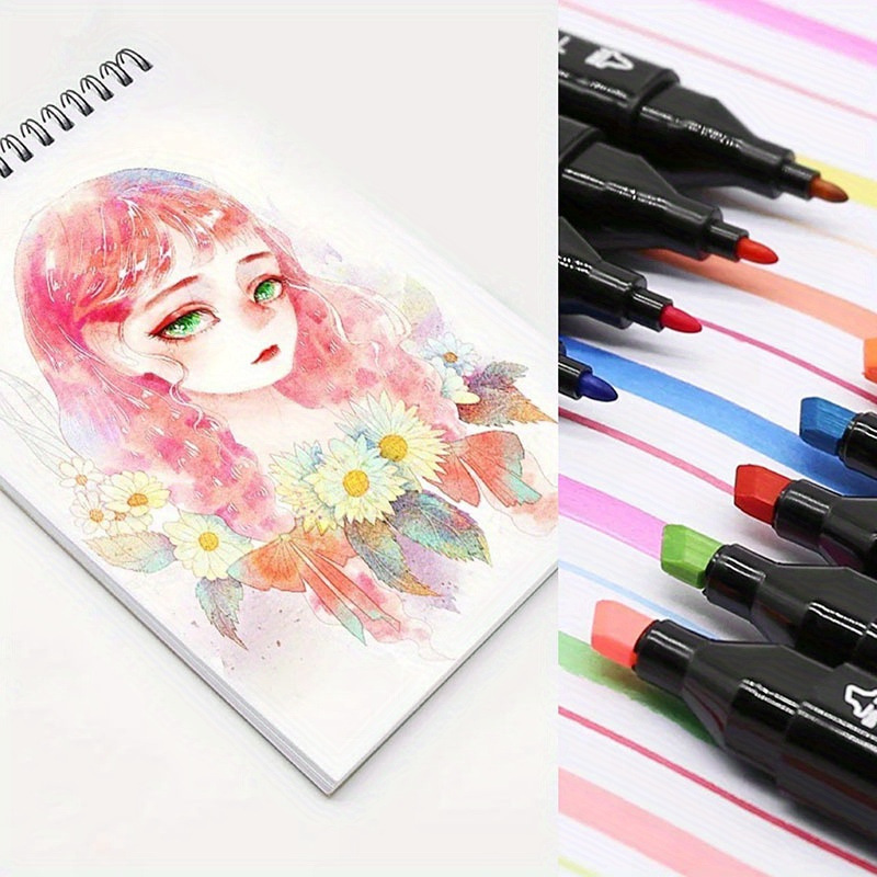 48pcs Color Art Marker Pens Set Dual Side Alcohol Based Watercolor