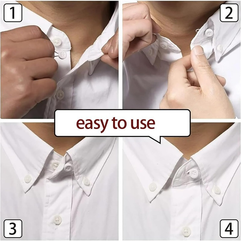 Men's Elastic Collar Holder No sew Adjustable Buttons For - Temu