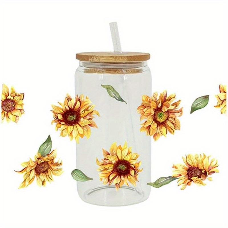 Sunflower Transfer Sticker Uv Dtf Cup Wrap For Libbey Glass - Temu