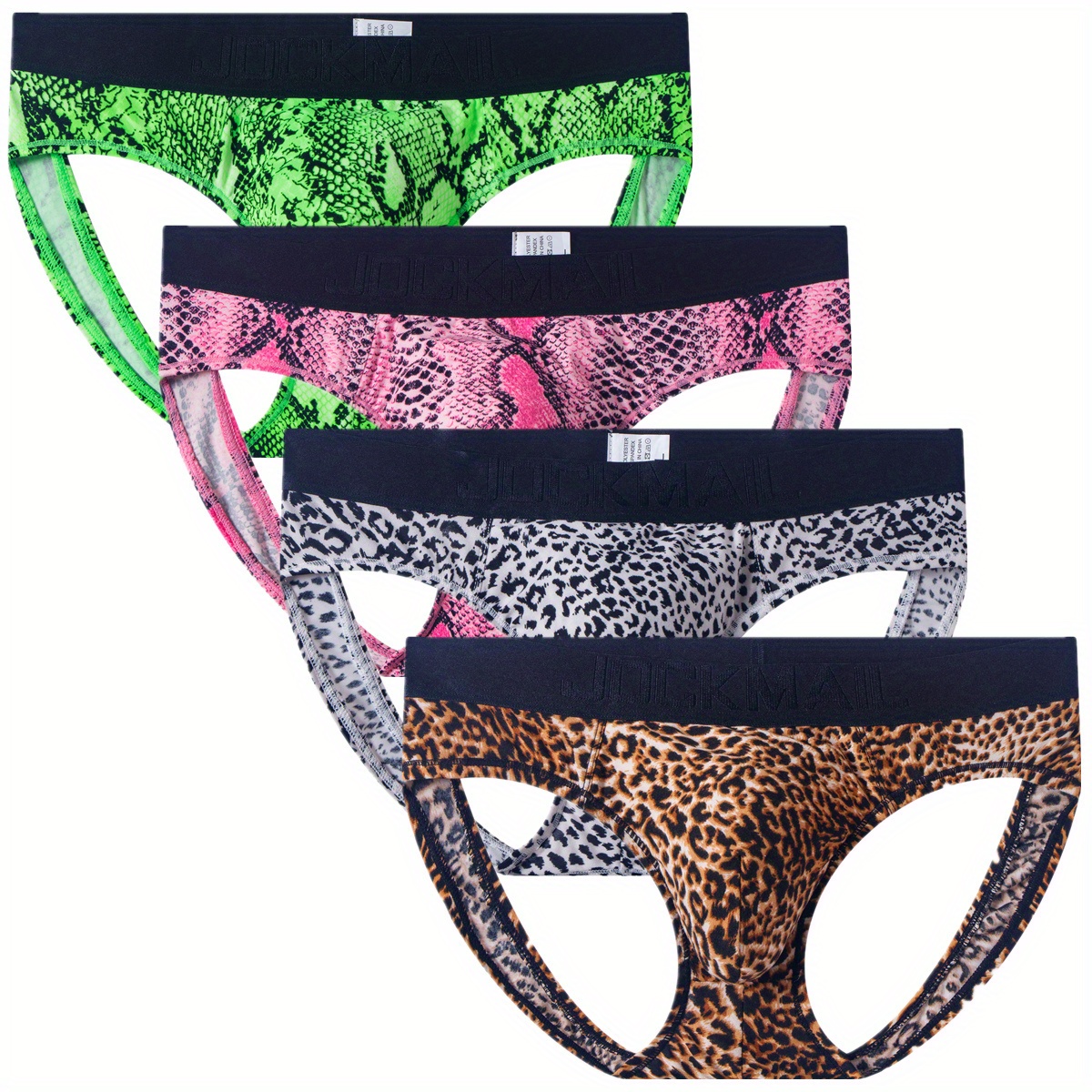 Attraco Mulheres Leopard Tanga de nylon T T Back Underwear Pack de 4