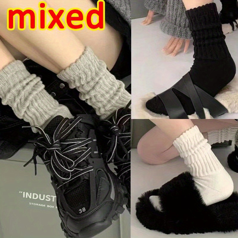 Women's Solid Slouch Socks Loose Y2k Streetwear Casual - Temu