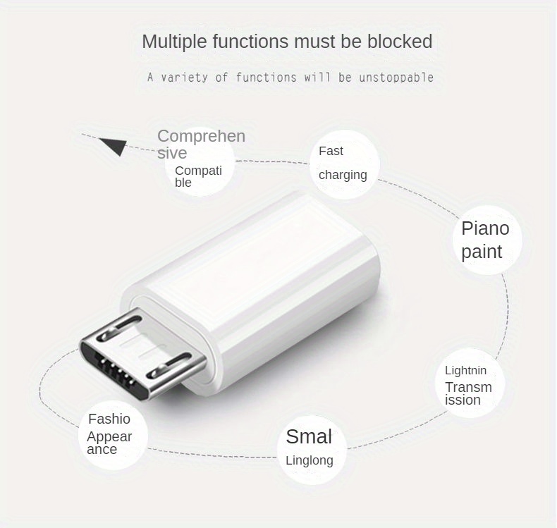 adaptador de tipo-c a micro usb - convertidor de carga rápida y transferencia de para teléfonos detalles 3