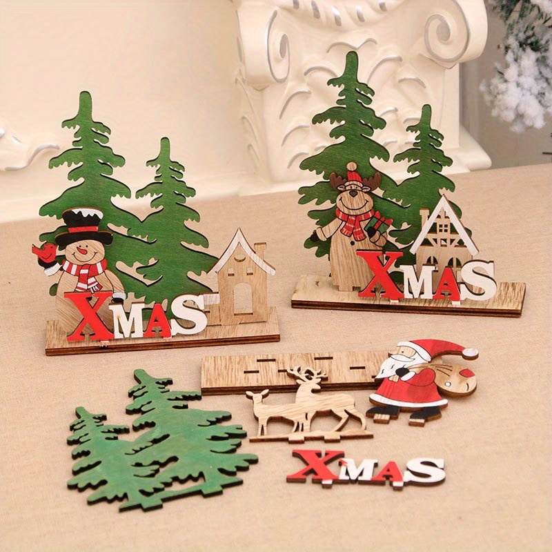 Christmas Desktop Decoration Wooden Plaque Christmas Decor - Temu