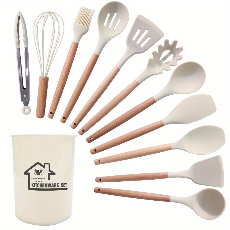 12 Pezzi Set Posate In Silicone Set Utensili Cucina Manici - Temu Italy