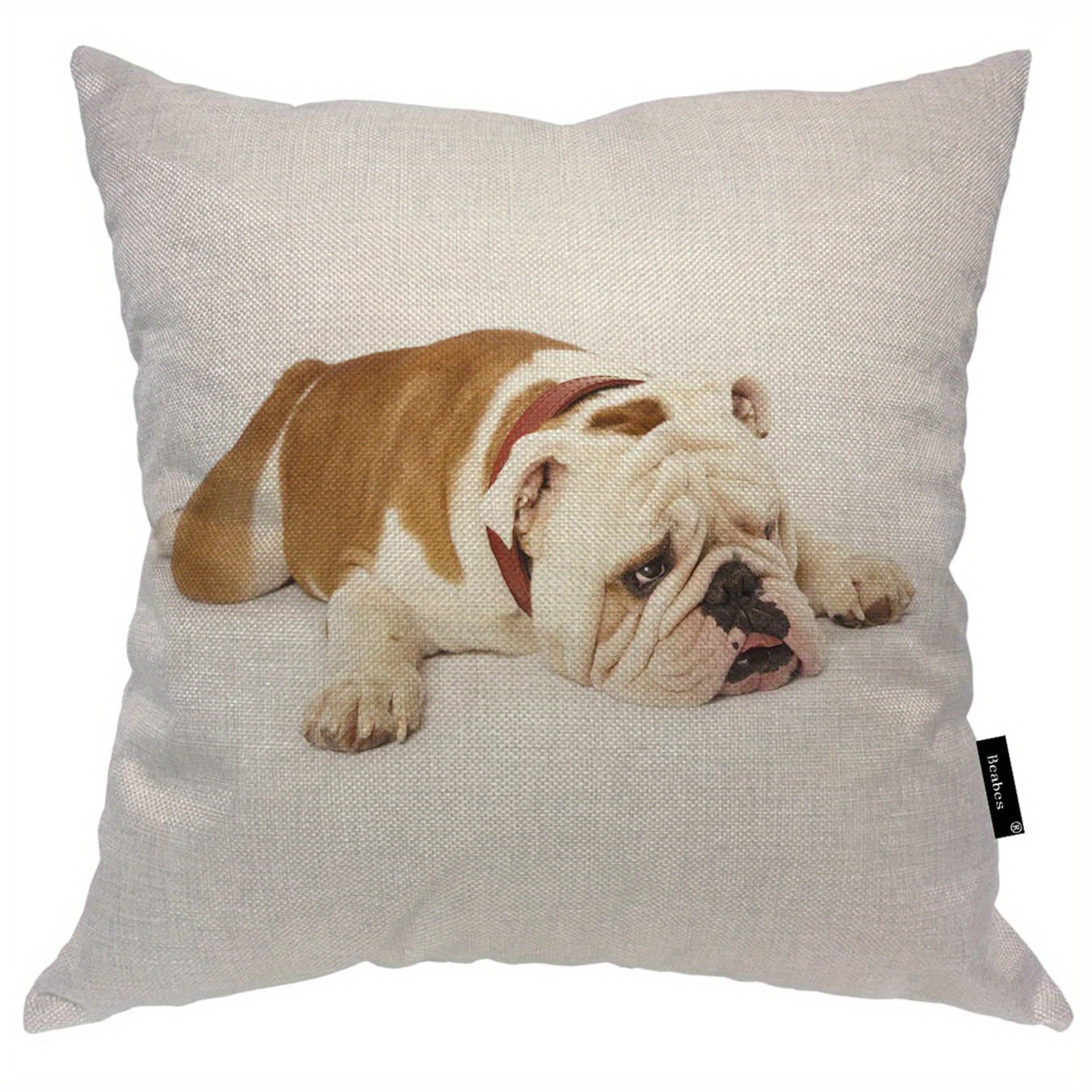 

1pc Cushion Case Decor English Bulldog, Brown Pet Puppy Dog Sad Head Farmhouse Throw Pillow Cover Home Pillowcase Decorations For Sofa Couch Office Car 18x18 Inch