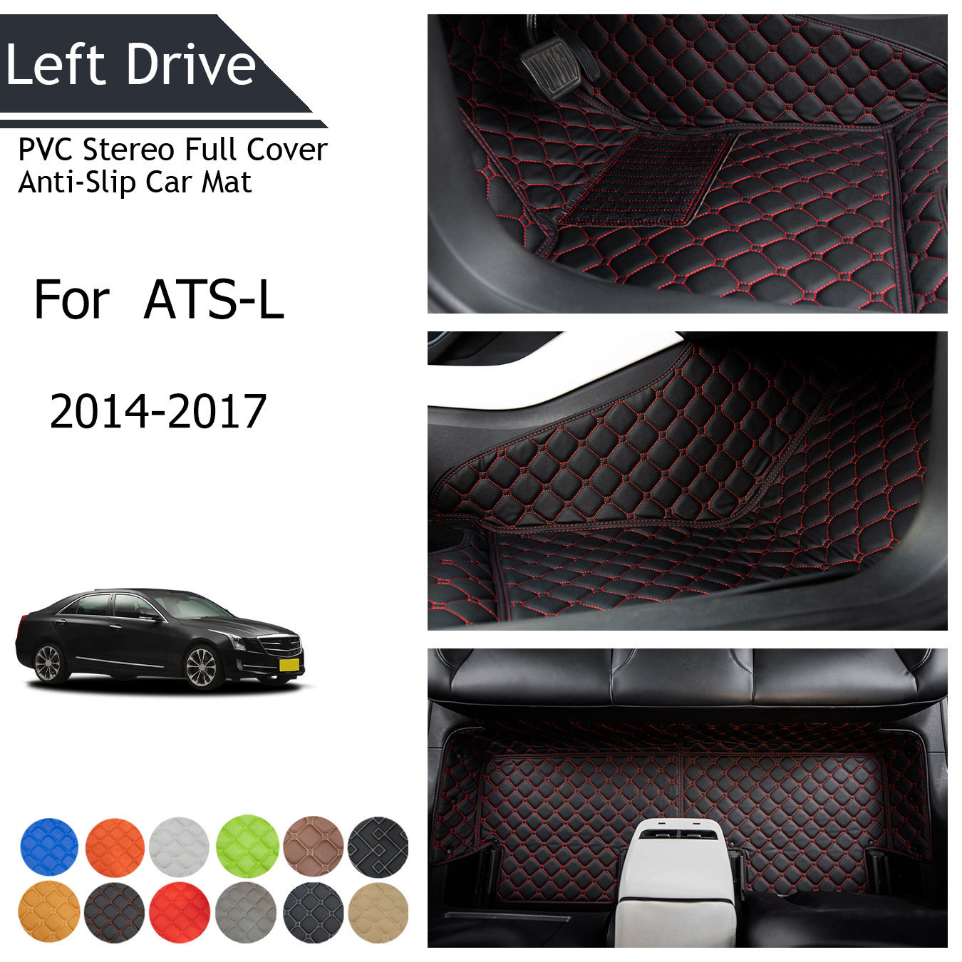

Tegart [lhd]for Cadillac For Ats-l 2014-2017 3 Layers Pvc Stereo Full Cover Anti-slip Car Mats
