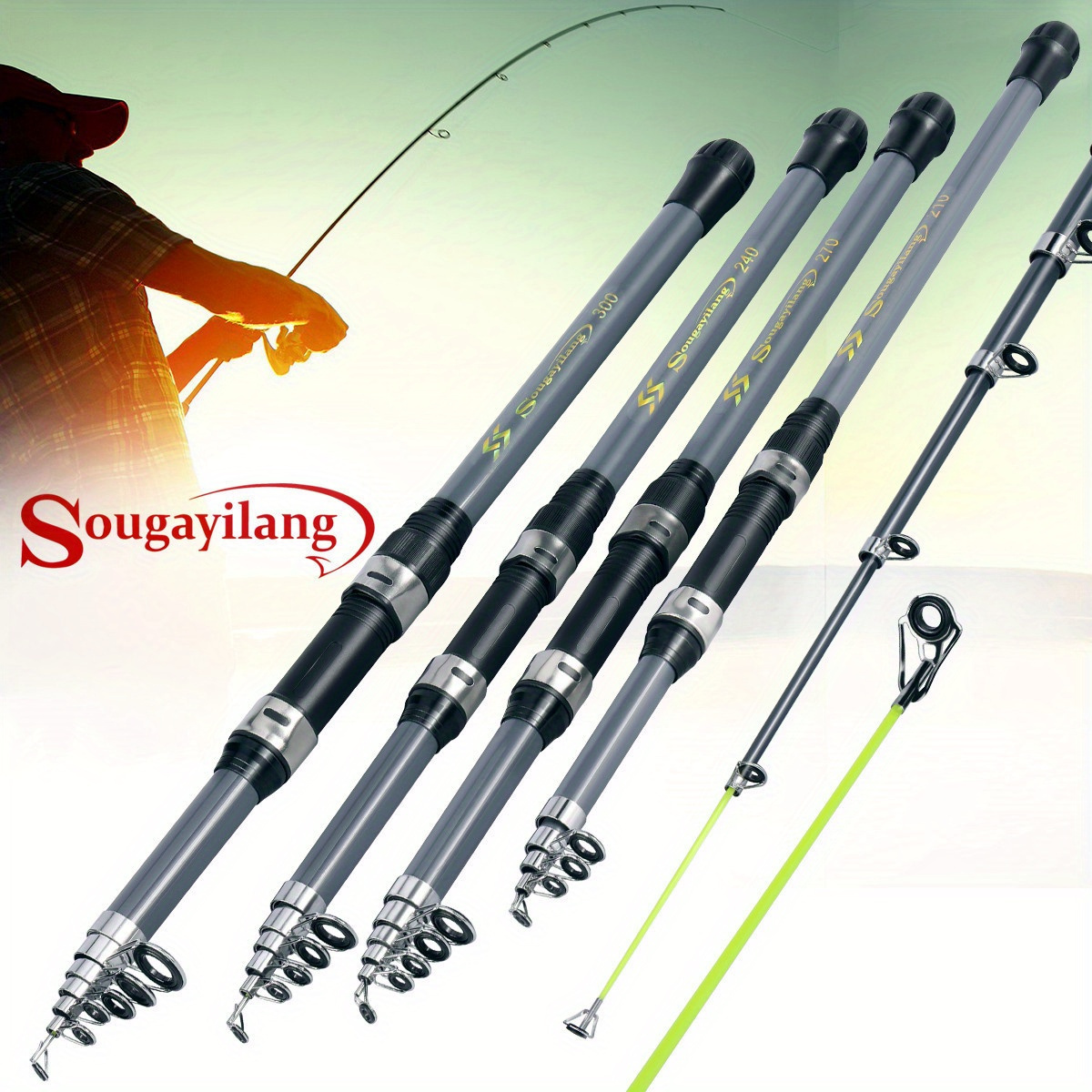Telescopic Fishing Rods 1.8-3.3m Glass Fiber Fishing Pole Strong