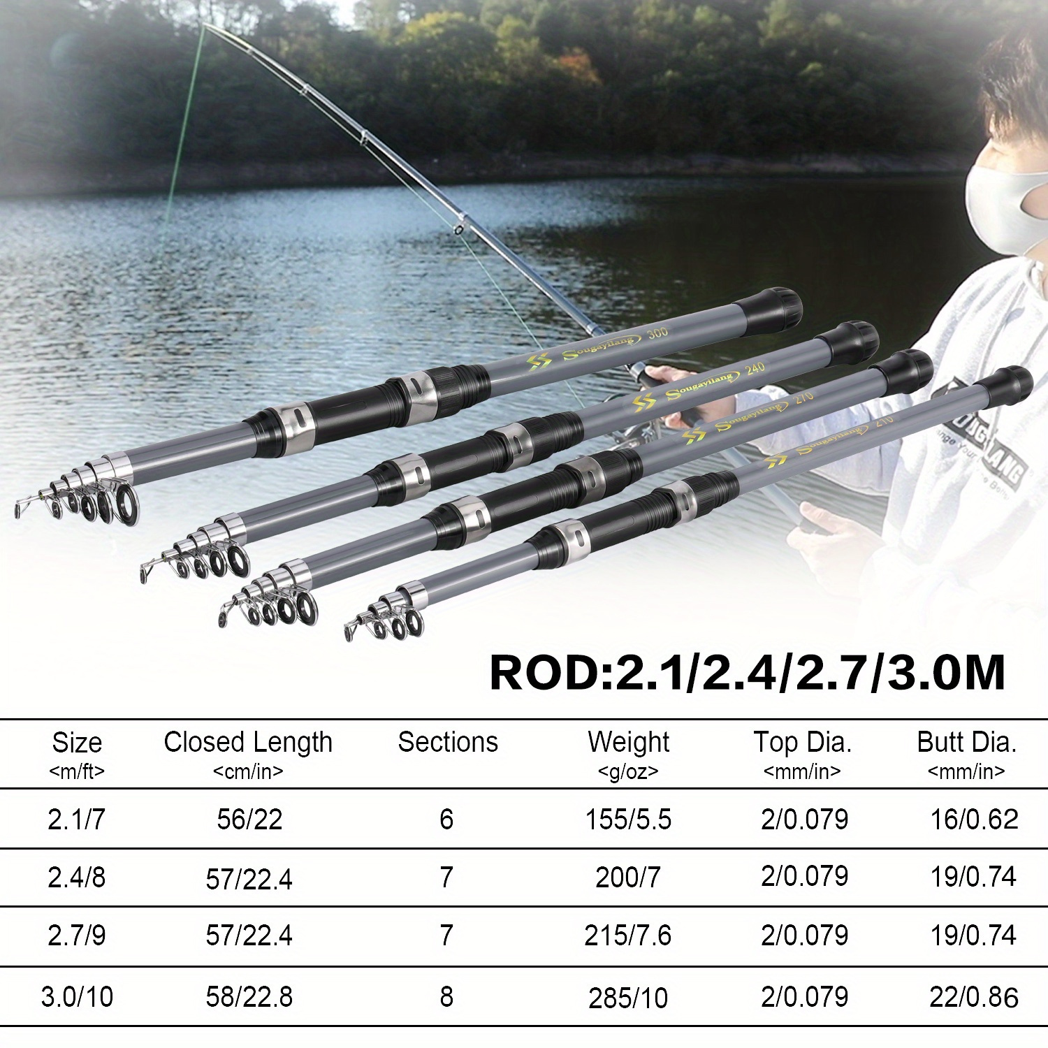 Sougayilang Ultralight Fiberglass Fishing Rod Durable - Temu