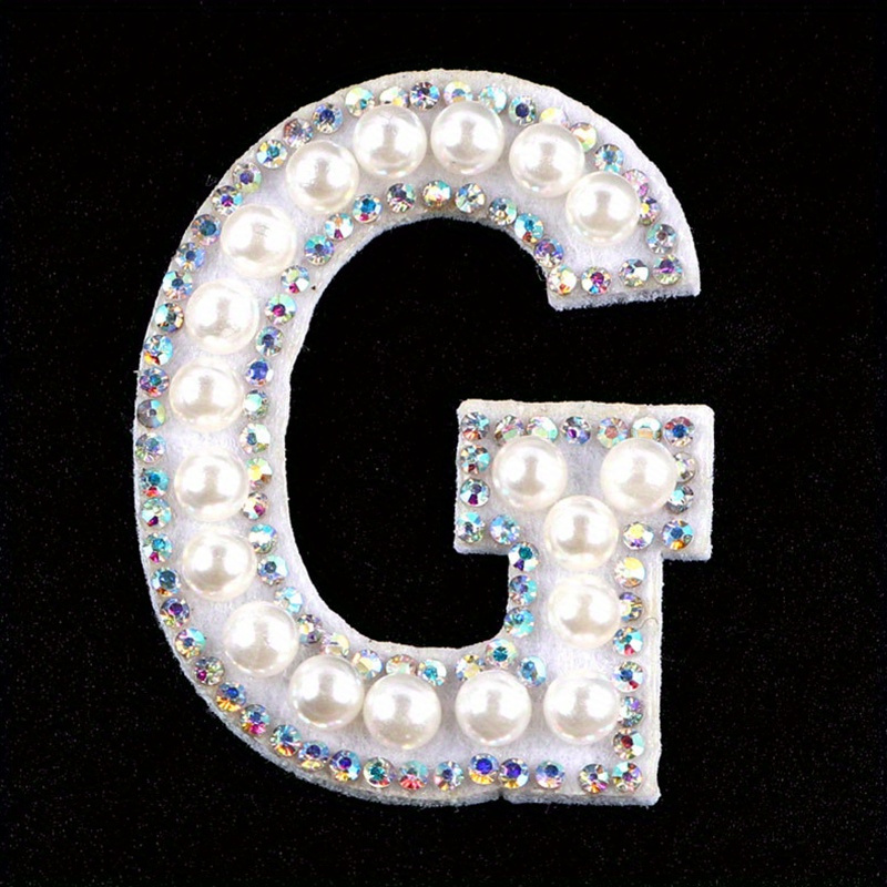 Sew Decorative Letter Patch Sparkle Rhinestone Elegant Pearl - Temu