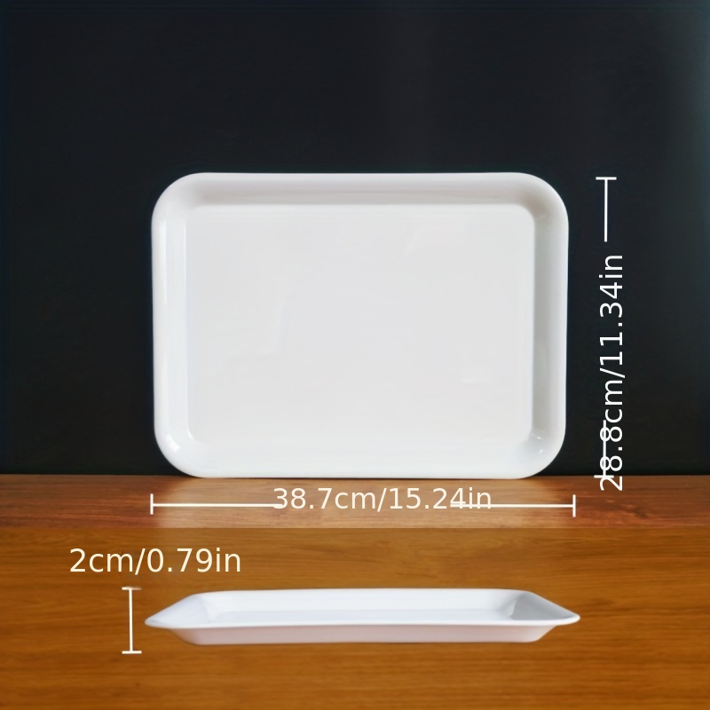 Plastic Tray - White Rectangular Serving Tray
