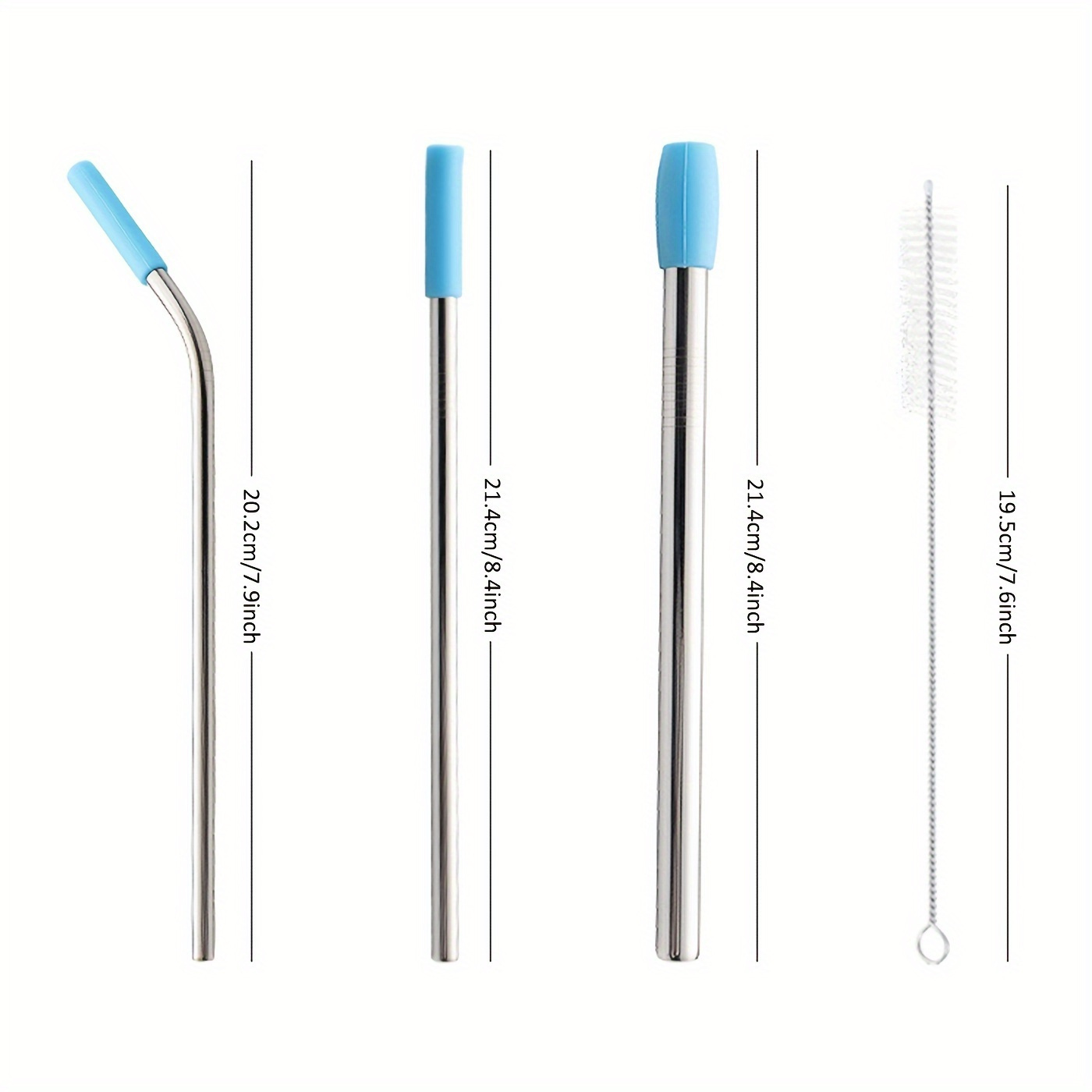 Stainless Steel Straws, Reusable Metal Straws With Silicone Tips