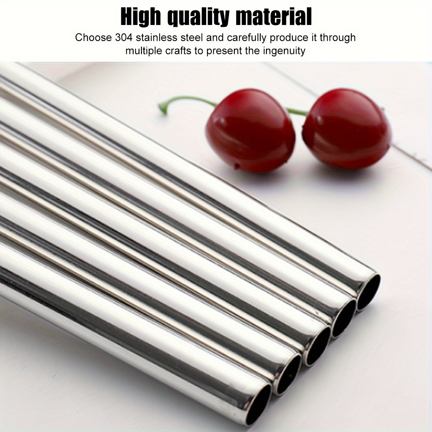 Stainless Steel Metal Straws with Reusable Silicone Tips