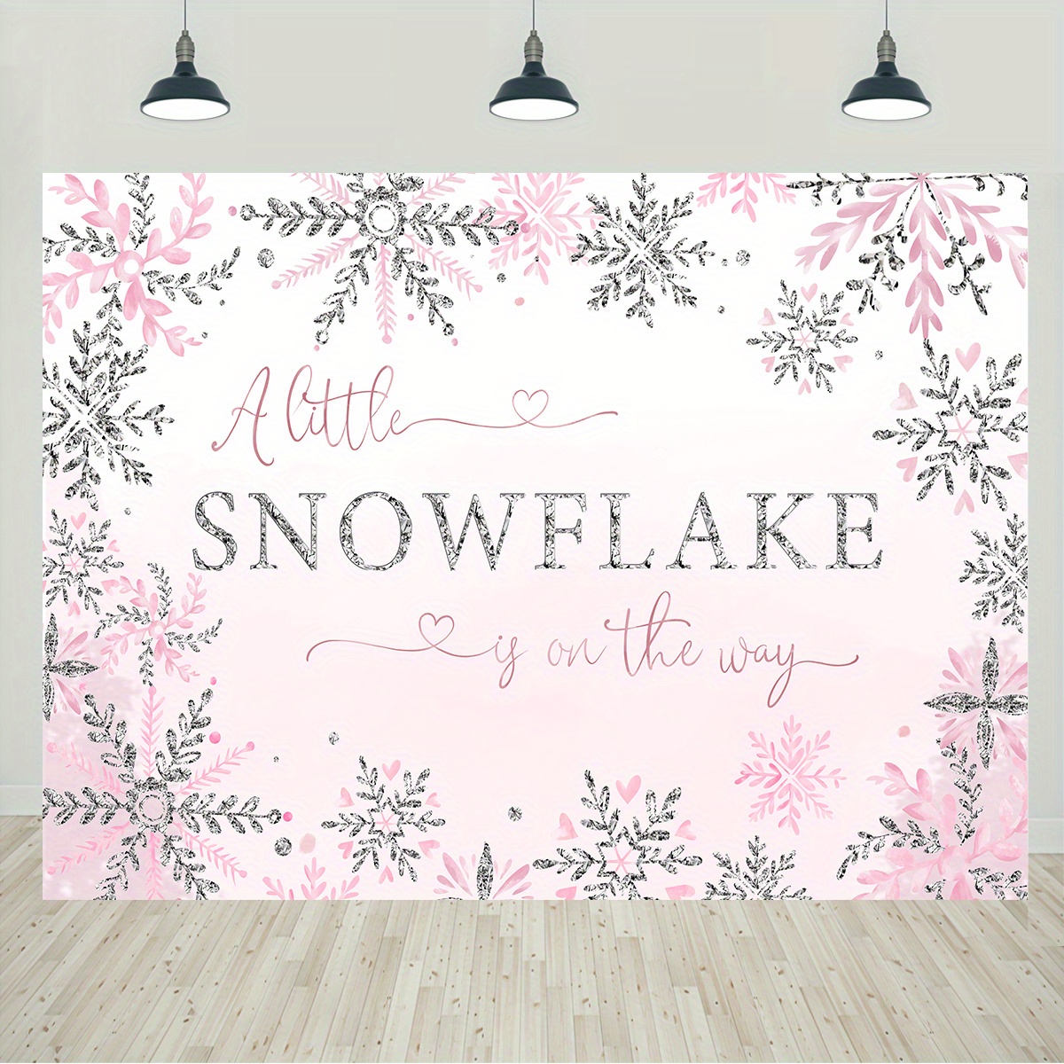 Winter Wonderland Pink Snowflake 6x8 Banner Backdrop/ Step & Repeat De –  Woo'em Design