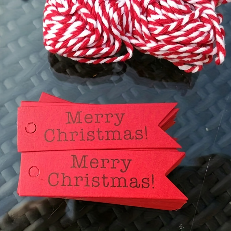 Merry Christmas Tags With Ropes Kraft Paper Card Gift Label - Temu