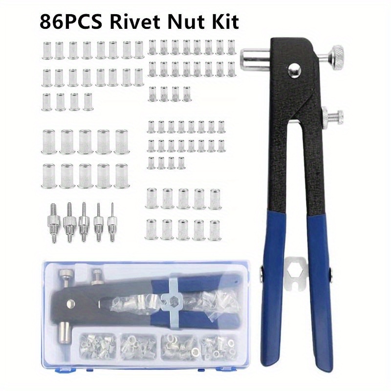 86PCS Kit d'outils pour écrous à rivets Ensemble d'écrous à rivets