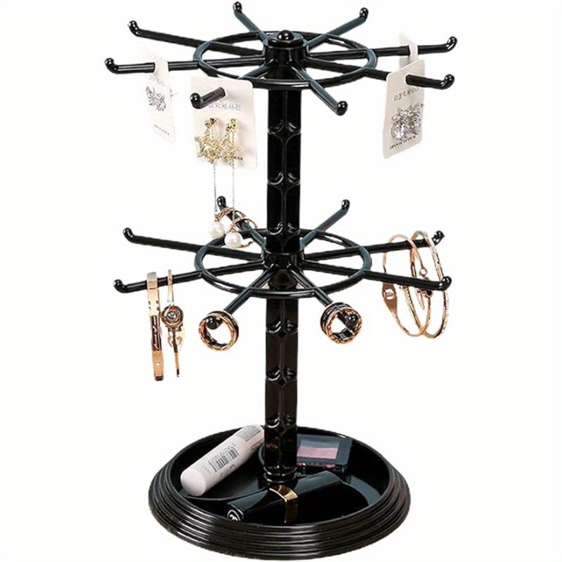 1pc Rotating Hanging Jewelry Storage Rack, Acrylic Jewelry Organizer, 4  Tiers Jewelry Display Rack, Plastic Jewelry Holder, Jewelry Display Stand  For