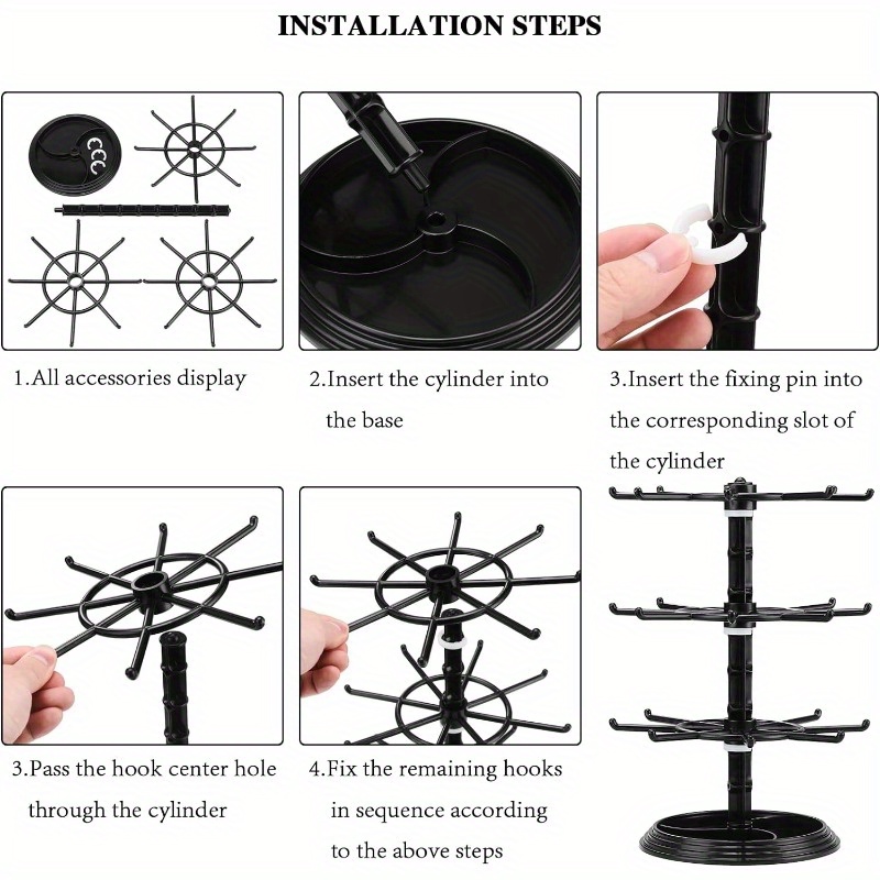 2 Tier Rotating Jewelry Display Rack Black Jewelry Tree Stand