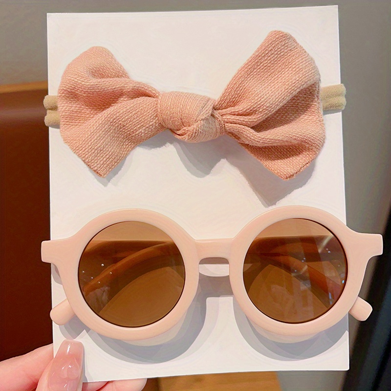 TEMU 2 Piezas/Set Gafas Para Niñas Y , Con Lazo Y Gafas Redondas Simples, Para Decoración De Infantiles, Accesorios De Fotografía, Opción Ideal Para