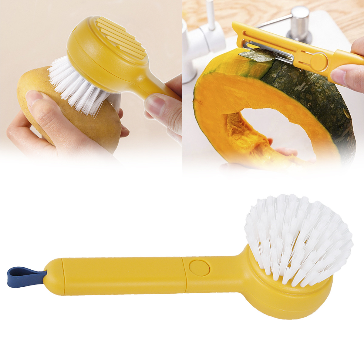 Fruit And Vegetable Peel Cleaning Brush, Bendable Sink Brush